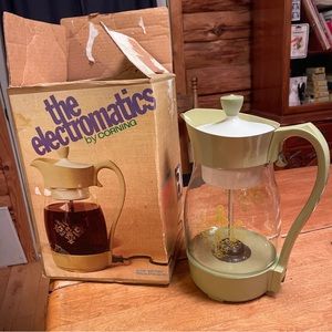 NEW 1970's CORNING See Thru Glass PERCOLATOR Coffee Maker Avocado Green E-1112